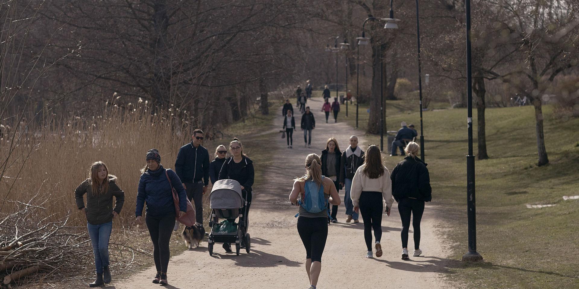 Många samlas på samma ställen när de vill fly ut i naturen i coronatider. Bilden är från en park i Stockholm.