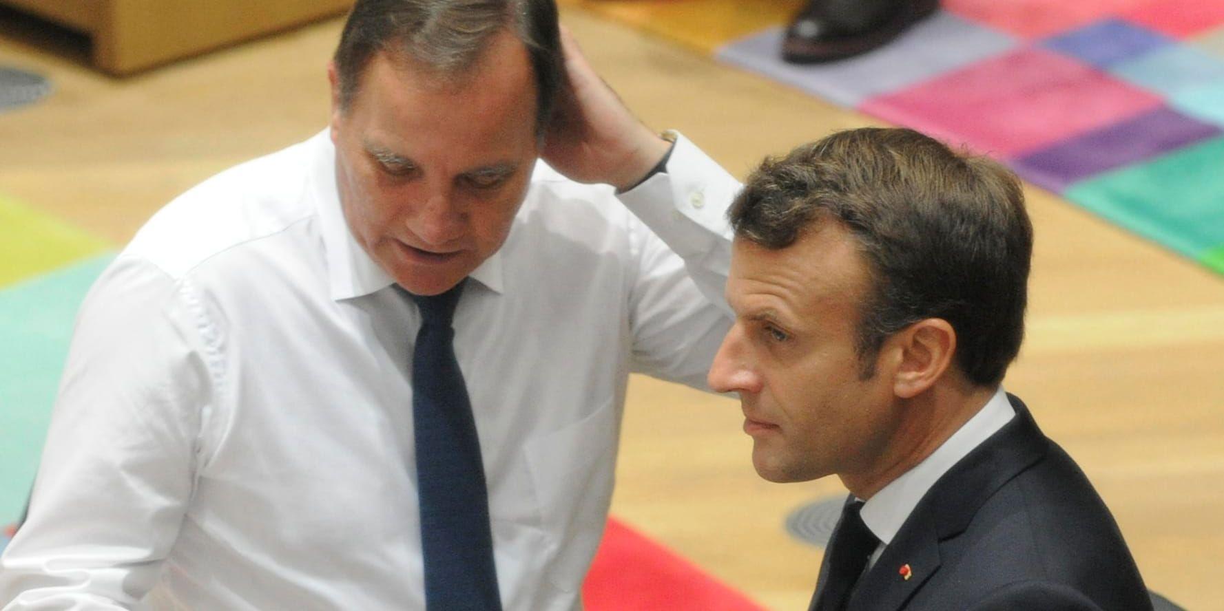 Statsminister Stefan Löfven (S) tillsammans med Frankrikes president Emmanuel Macron vid torsdagens toppmöte.