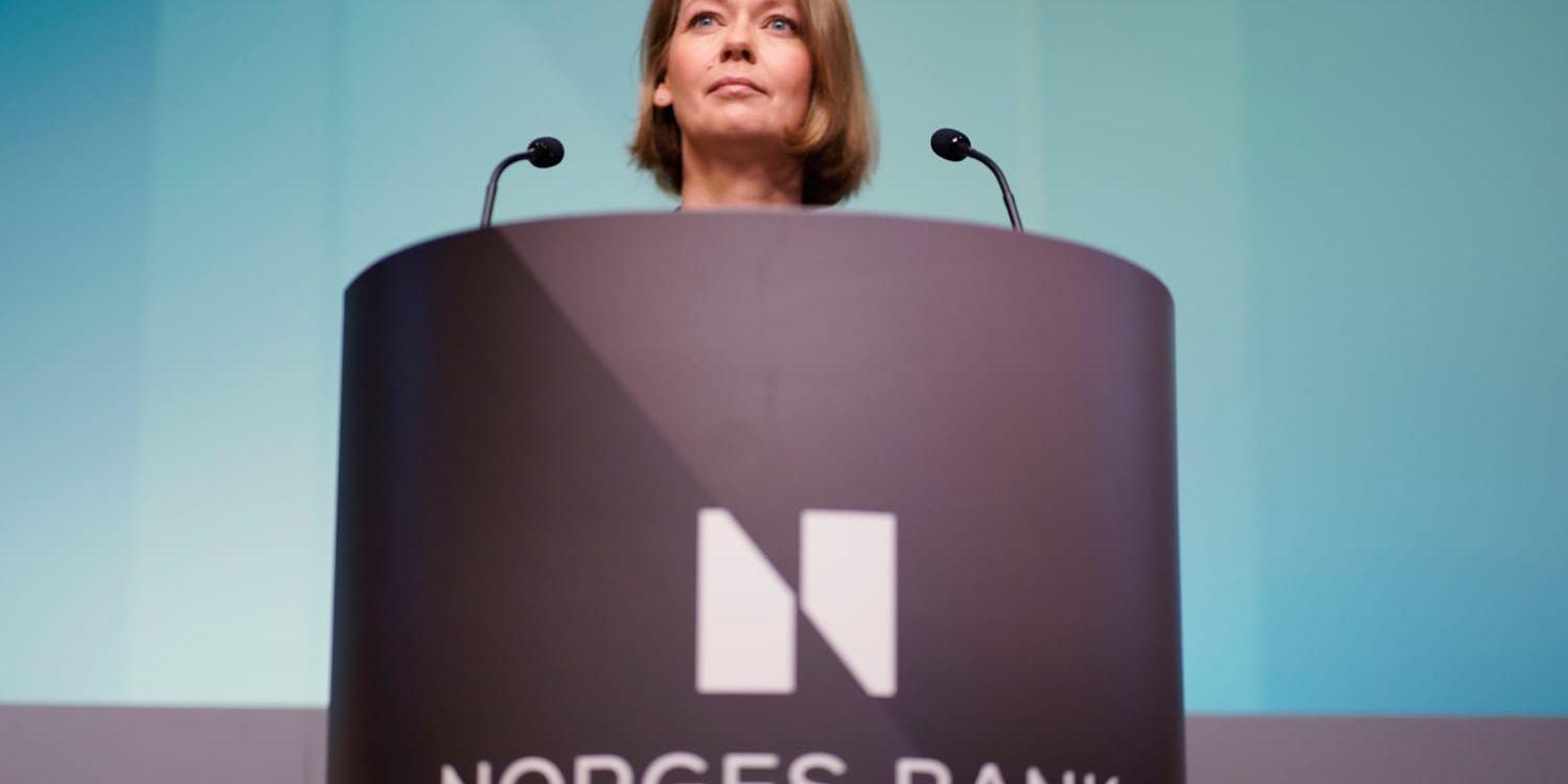 Norges centralbank, med chefen Ida Wolden Bache, höjer räntan. Arkivbild
