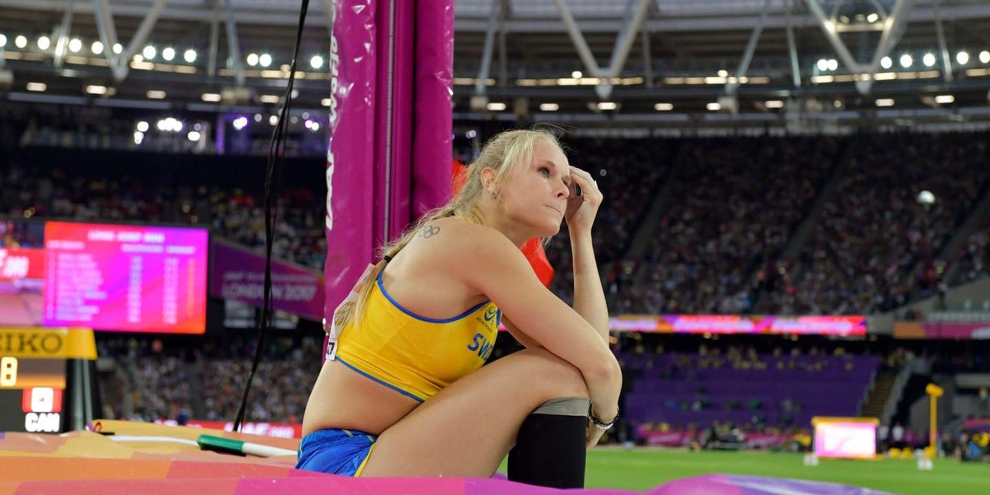 Michaela Meijer rev ut sig i stavhoppskvalet under friidrotts-VM i London förra året. Arkivbild.
