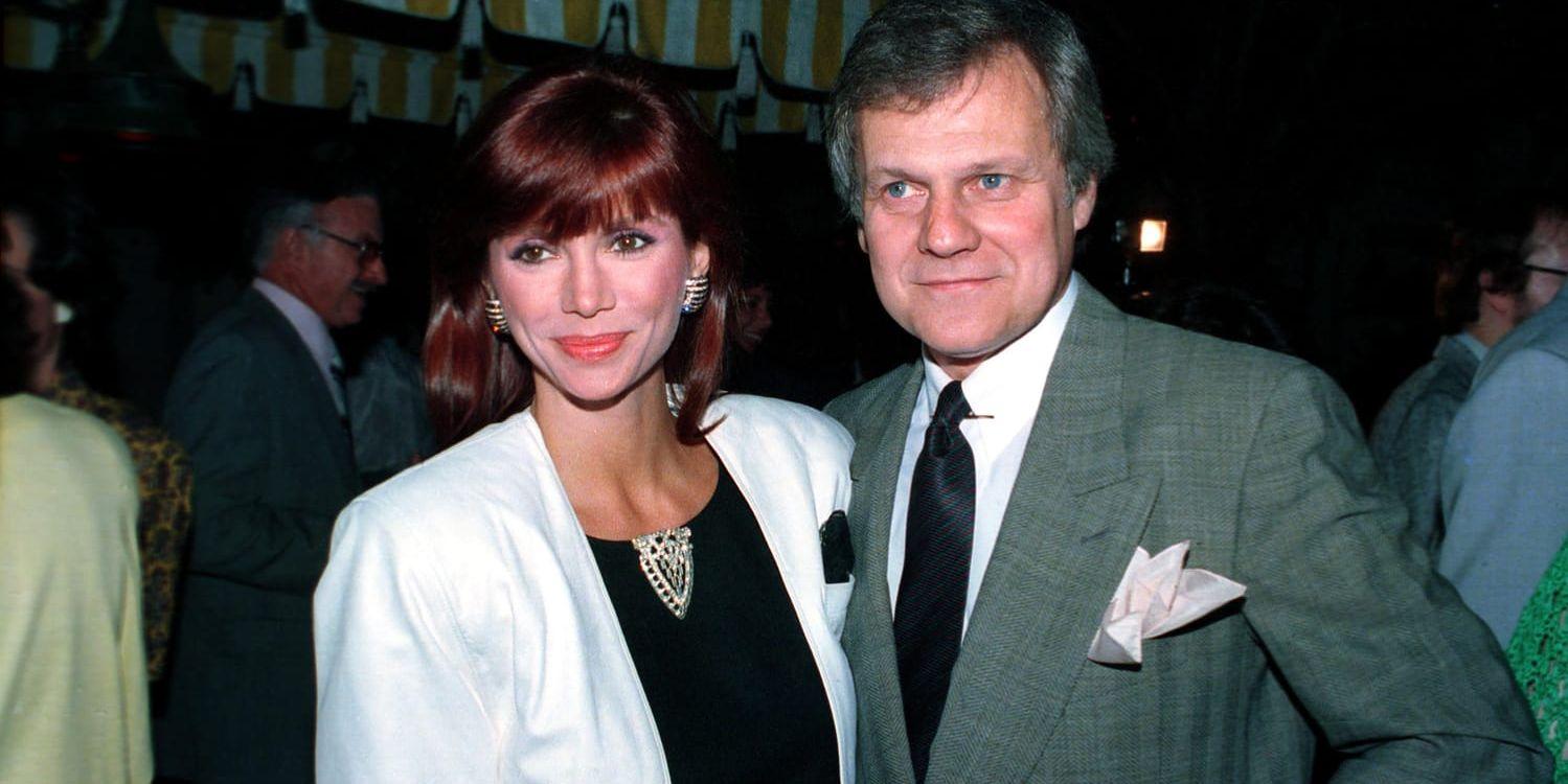 Ken Kercheval tillsammans med Victoria Principal som spelade Pamela Barnes Ewing i "Dallas". Året är 1986. Arkivbild.