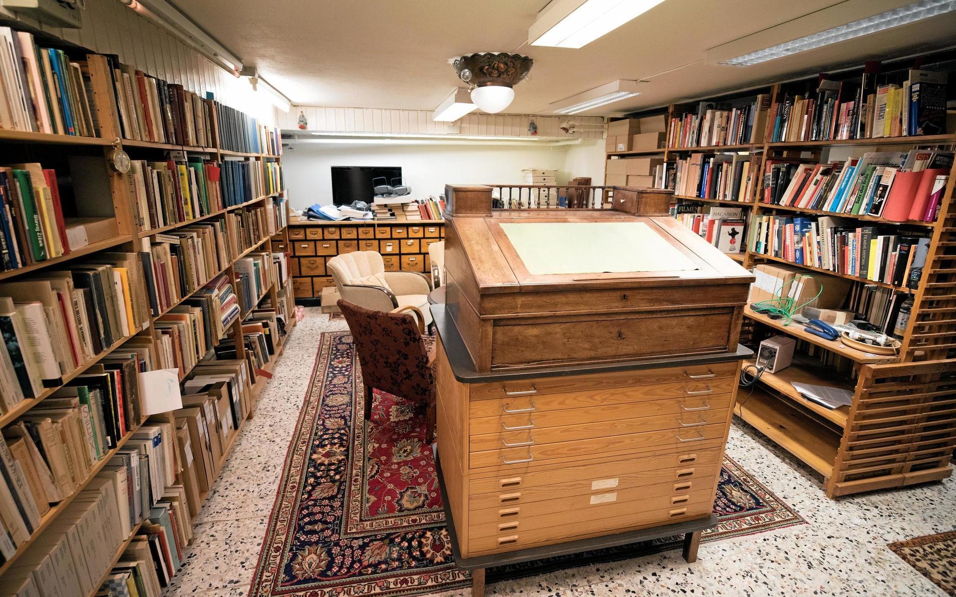 Jan Myrdals bibliotek på Snidaregatan.