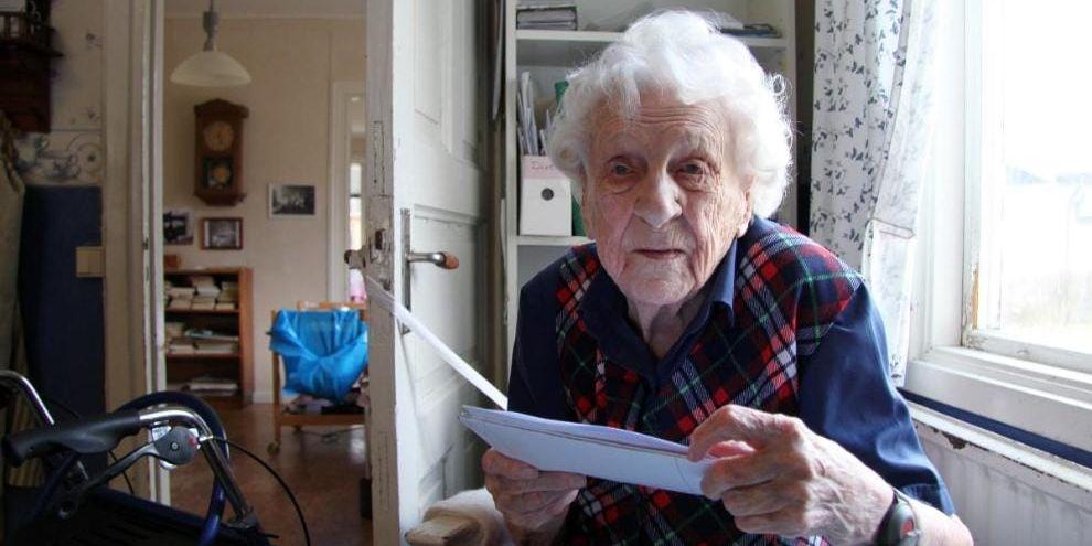 Sen skolgång. Maja Bergström i Unnaryd som har fyllt 104 år fick en inbjudan från Hylte kommun att börja förskolan.