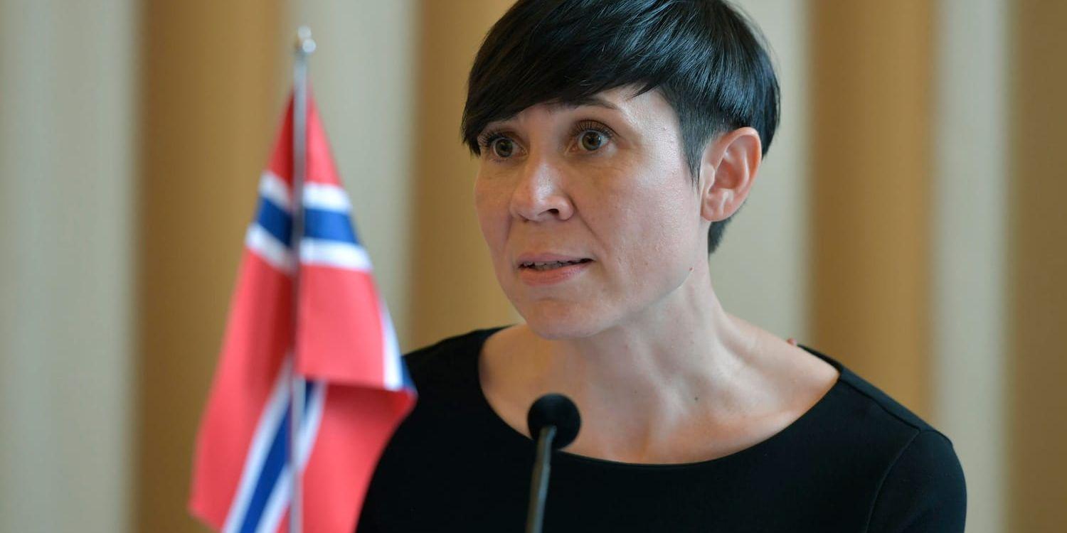 Norge står med EU i frågan om stål- och aluminiumtullar, meddelar utrikesministern Ine Eriksen Søreide. Arkivbild från april i år.