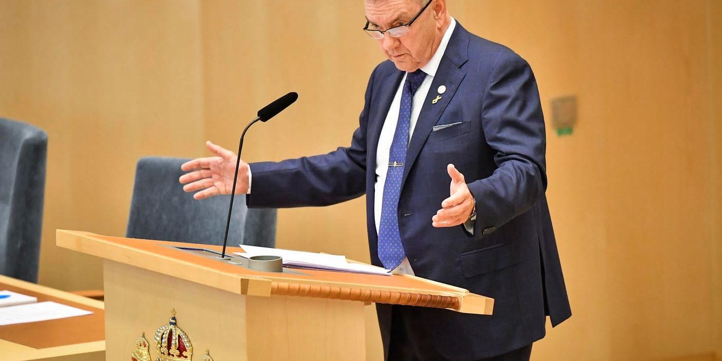 Roger Richtoff, SD:s försvarspolitiske talesperson, hade bland annat gärna diskuterat det svenska inköpet av luftvärnssystemet Patriot och försvarssamarbetet i EU på Folk och försvar. Arkivbild.