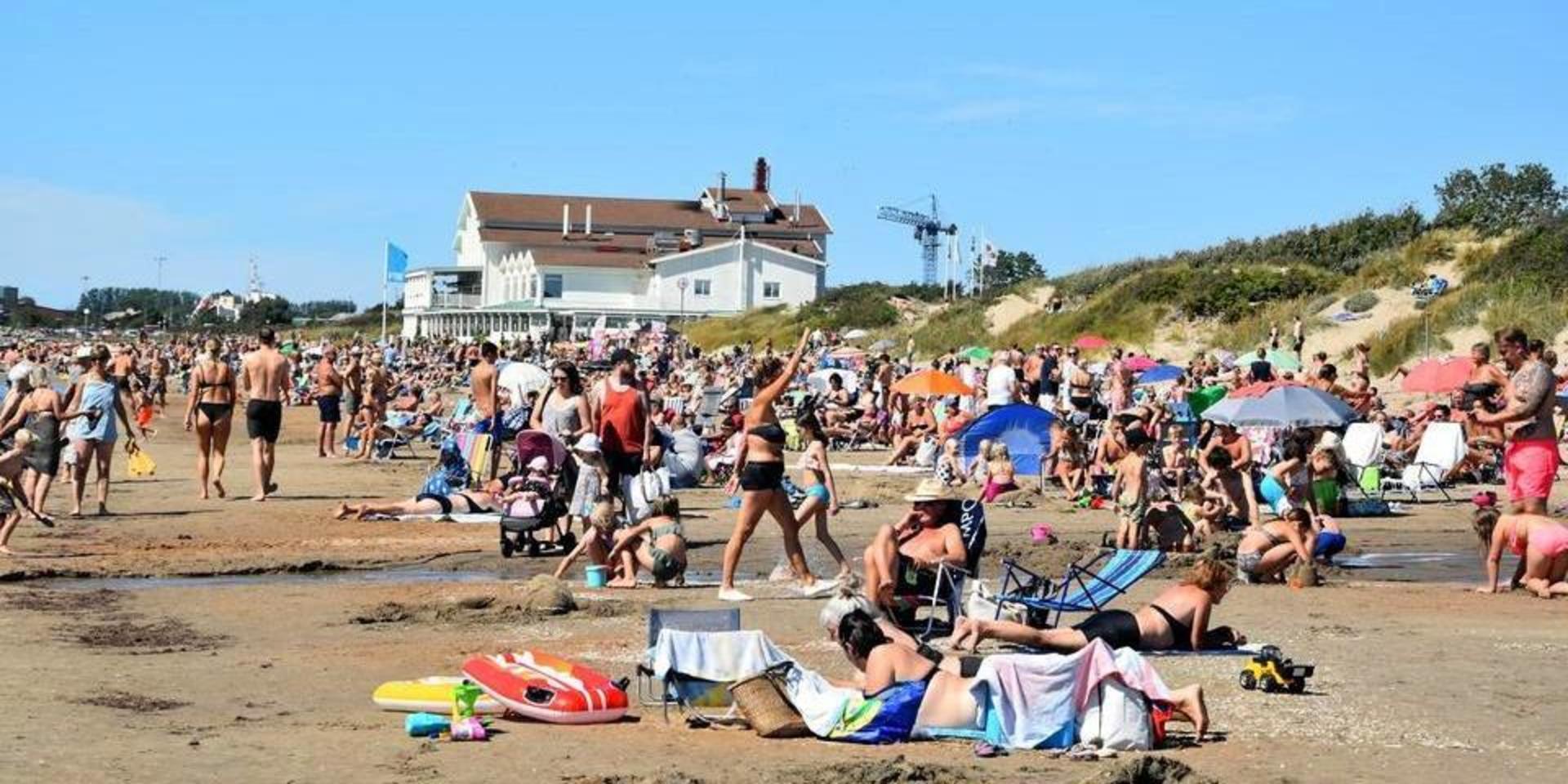 Skrea strand en varm sommardag under sommaren 2020.