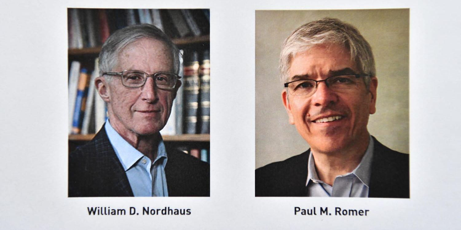 William D Nordhaus och Paul M Romer tilldelades Sveriges Riksbanks pris i ekonomisk vetenskap till Alfred Nobels minne 2018.