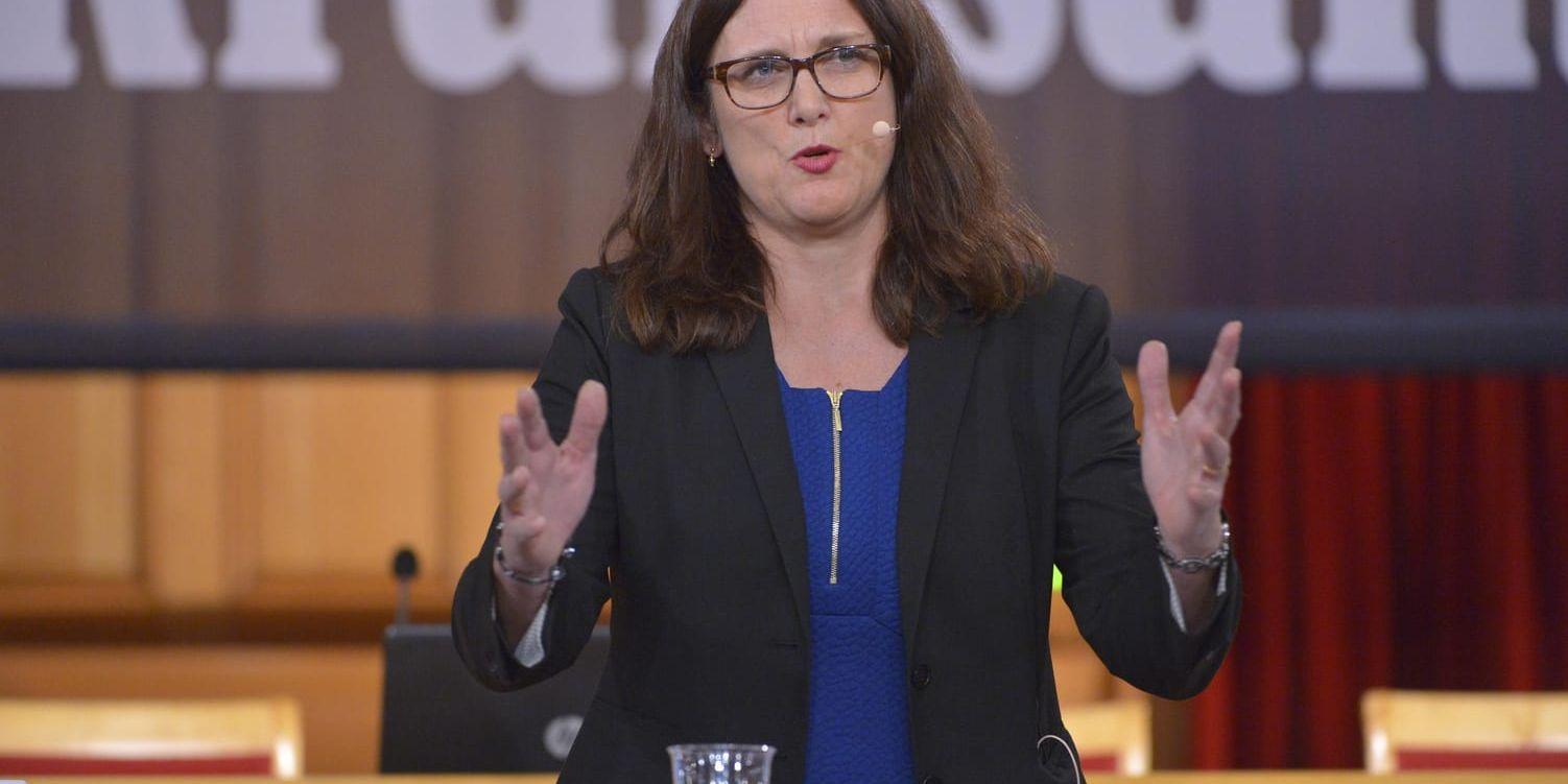 EU:s handelskommissionär Cecilia Malmström träffar USA:s handelsminister Wilbur Ross nästa vecka, för att diskutera tullar. Arkivbild.