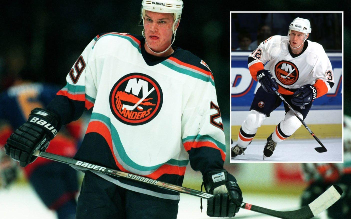 <strong>Kenny och Jörgen Jönsson.</strong> Lillebror Kenny lyckades bäst i NHL och var given i New York Islanders 1996-2004. Jörgen hade en betydligt kortare karriär på andra sidan Atlanten. Hans facit: 31 poäng på 79 matcher. Foto: Bildbyrån/TT