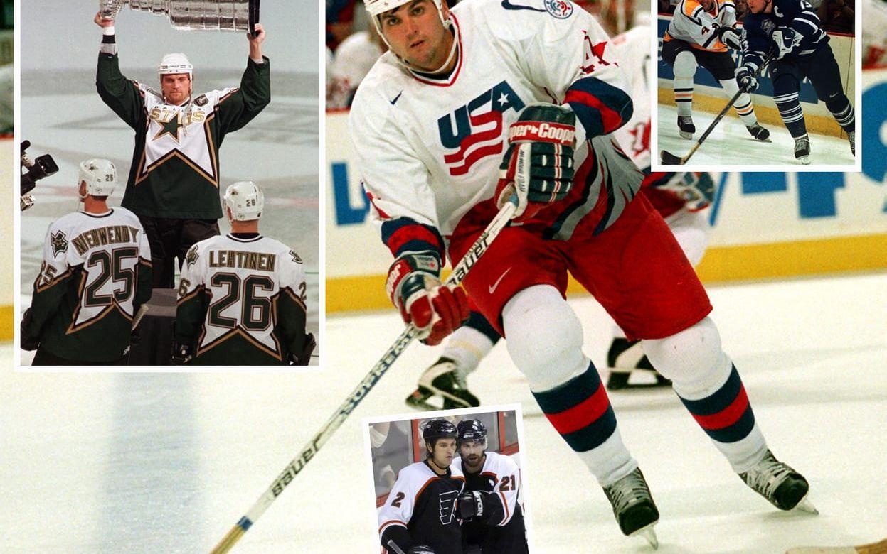 <strong>Kevin och Derian Hatcher.</strong> Bröderna spelade tillsammans i Dallas 1994-1996, och både gjorde mer än 1000 matcher i NHL. Derian var kapten när Dallas vann Stanley Cup 1999. Foto: TT