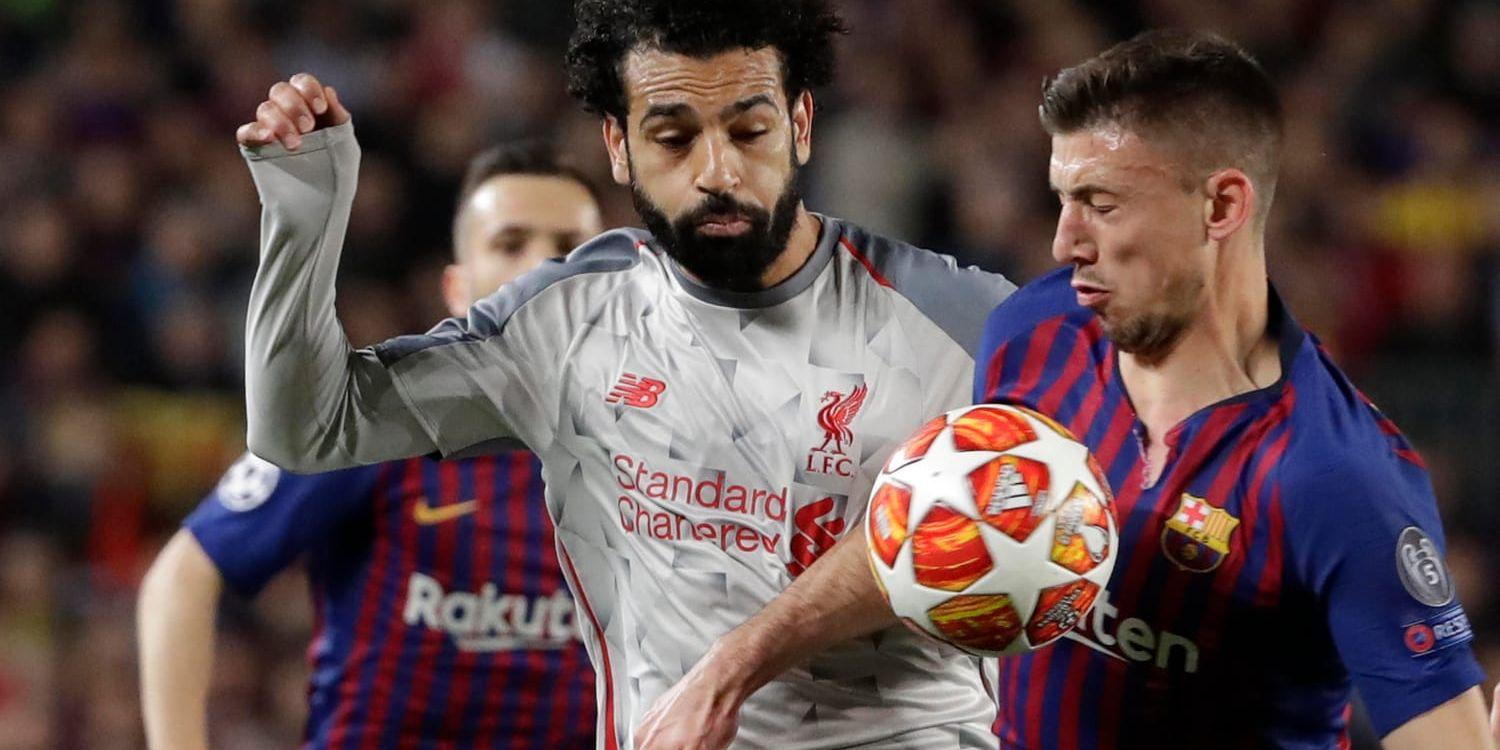 Mohamed Salah, vänster, kan inte spela i returen mot Barcelona.