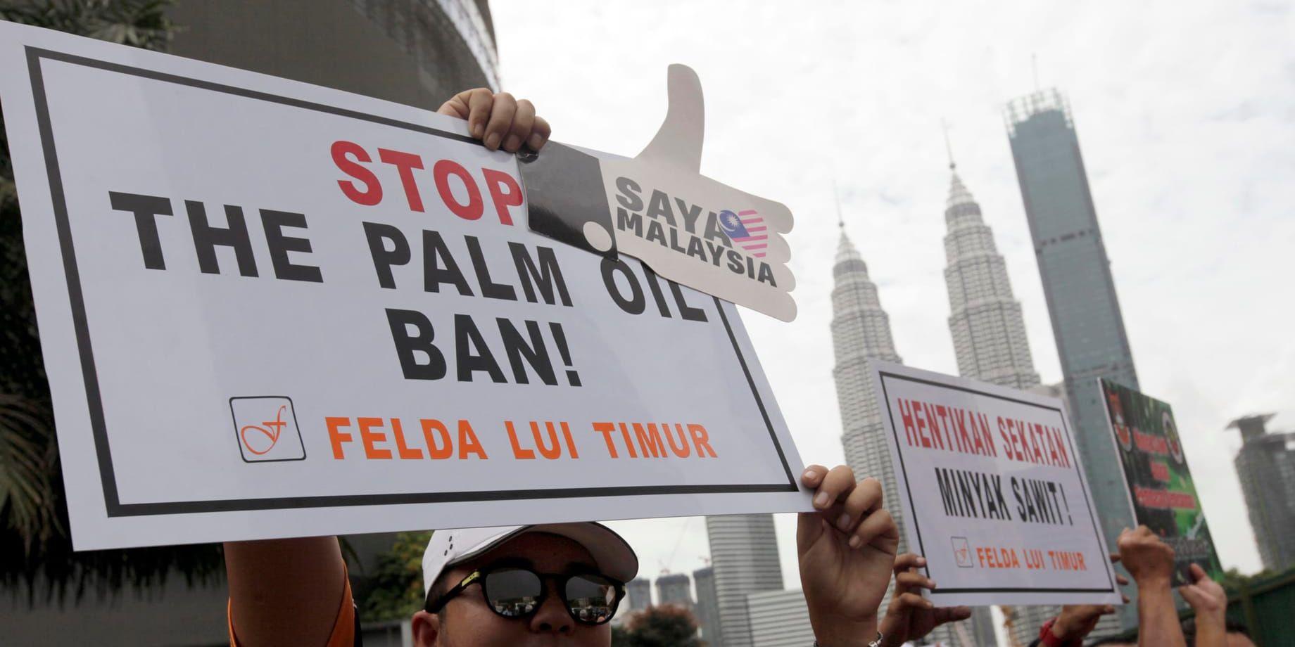Protester mot EU:s utfasning i Malaysias huvudstad Kuala Lumpur. Arkivbild.
