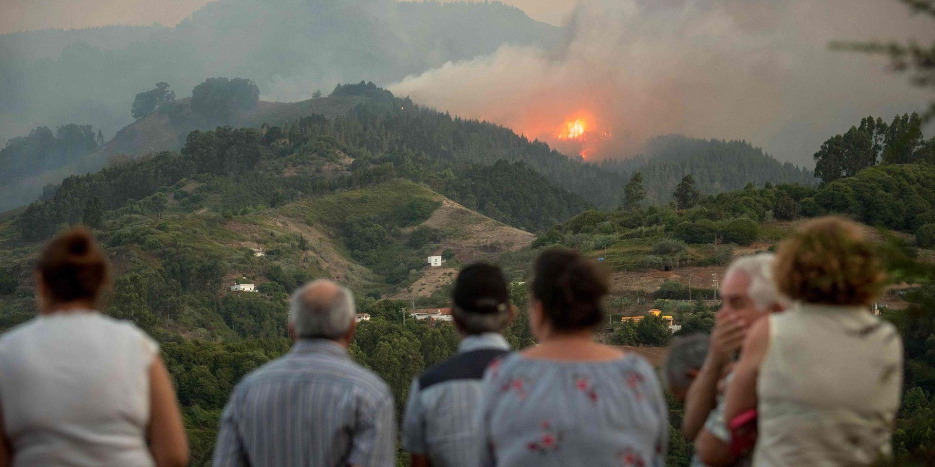 Invånare på Gran Canaria tittat på elden som härjar nära Montana Alta.
