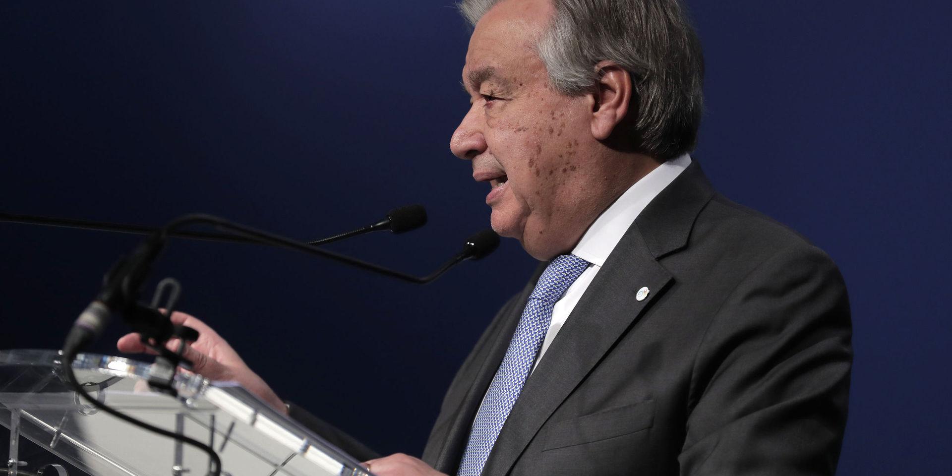 FN:s generalsekreterare António Guterres under klimatmötet COP25 i Madrid. 