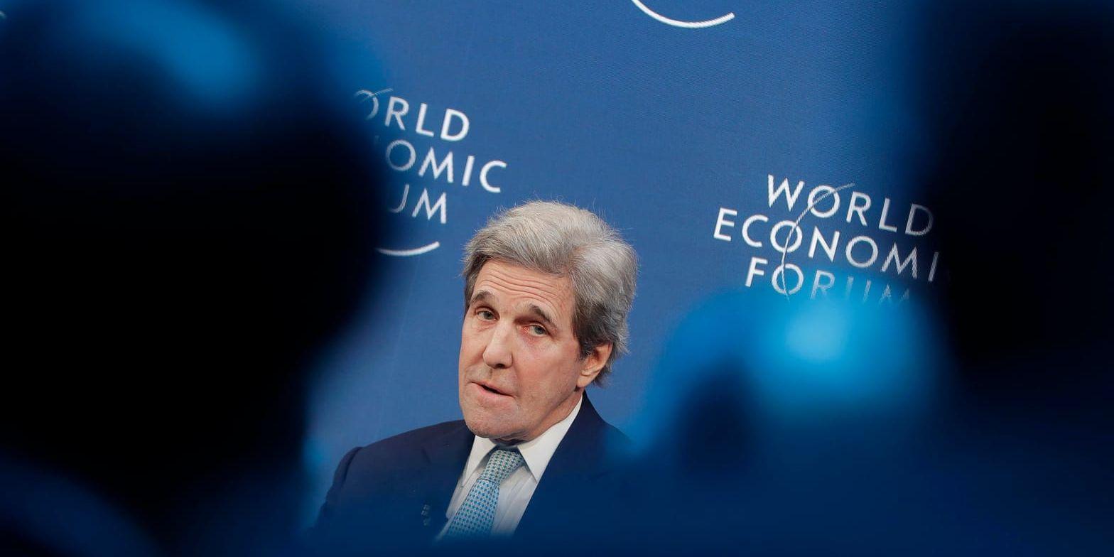 USA:s tidigare utrikesminister John Kerry vid Världsekonomiskt forum i Davos. Bild från 24 januari.