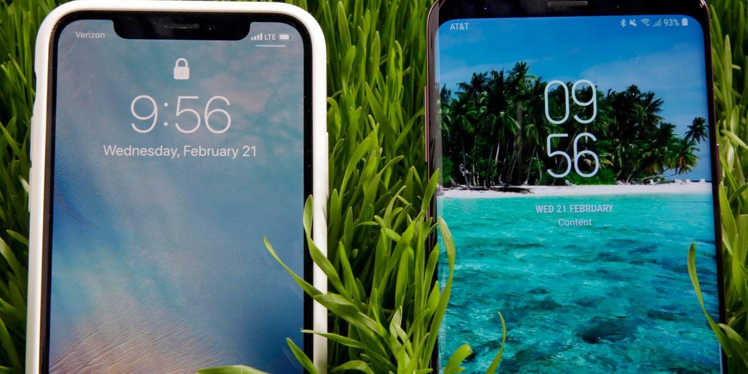 I varsin ringhörna: Apples Iphone X, till vänster, och Samsungs Galaxy S9 Plus till höger.