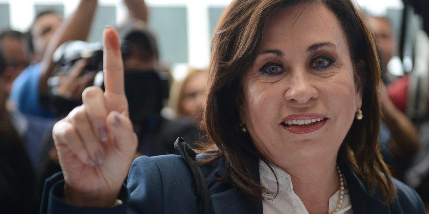 Sandra Torres som ställer upp för mitten-vänsterpartiet UNE får drygt 20 procent av rösterna i opinionsmätningarna i Guatemala. Arkivbild.