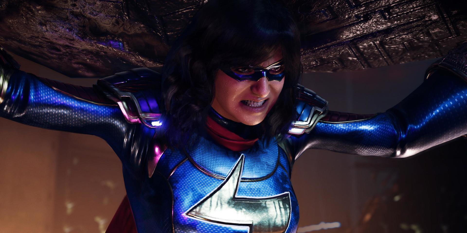 Kamala Khan är något av en huvudperson i spelet, och hon inspireras av Avengersmedlemmarna. 'Vi baserade många av hennes rörelser på de andra hjältarnas attacker', säger Vince Napoli. Pressbild. 