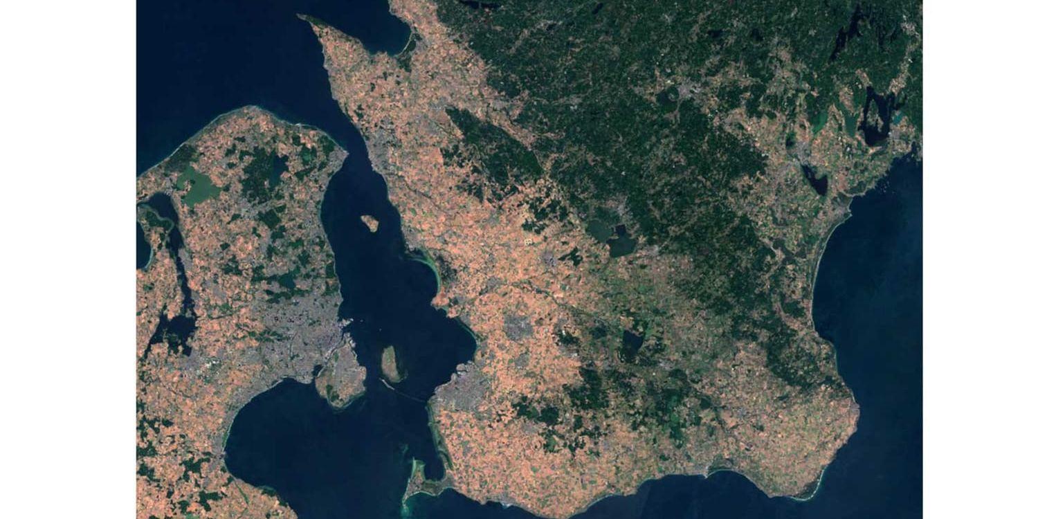 Satellitbild över Skåne, 2018.