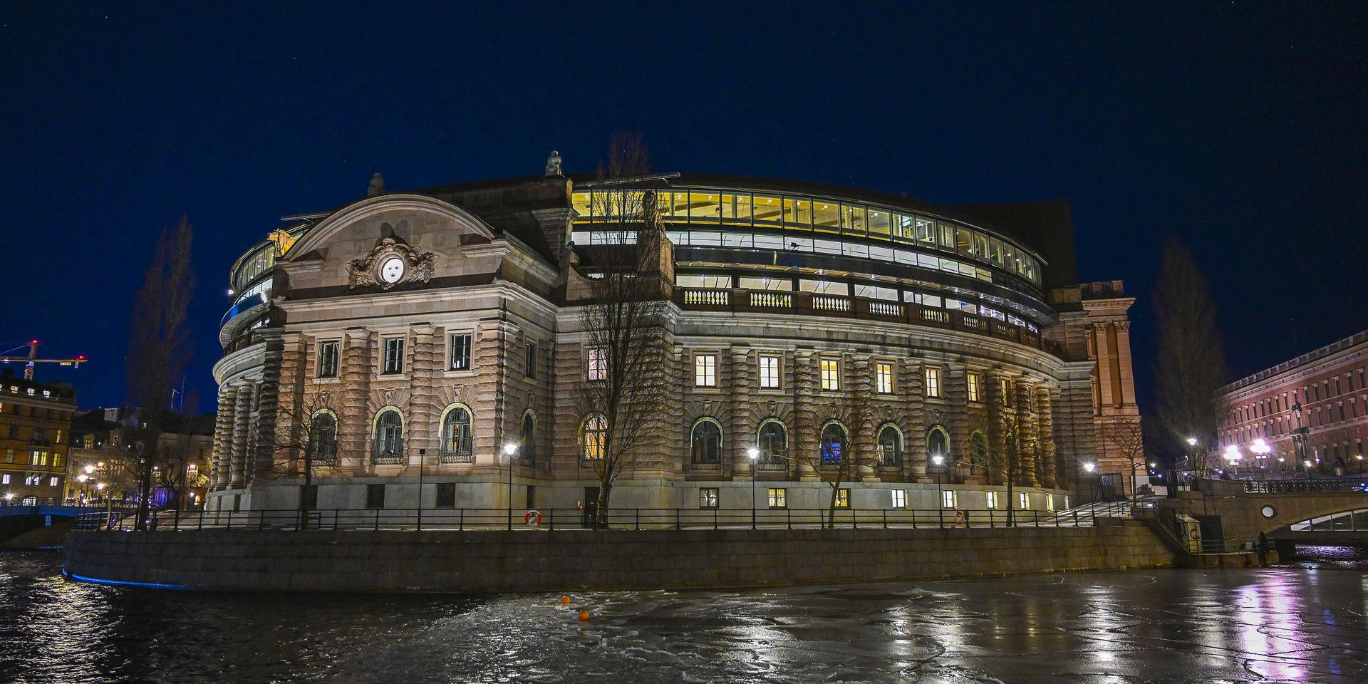 STOCKHOLM 20190114Riksdagshuset i Stockholm på natten.Foto: Jonas Ekströmer / TT / kod 10030 