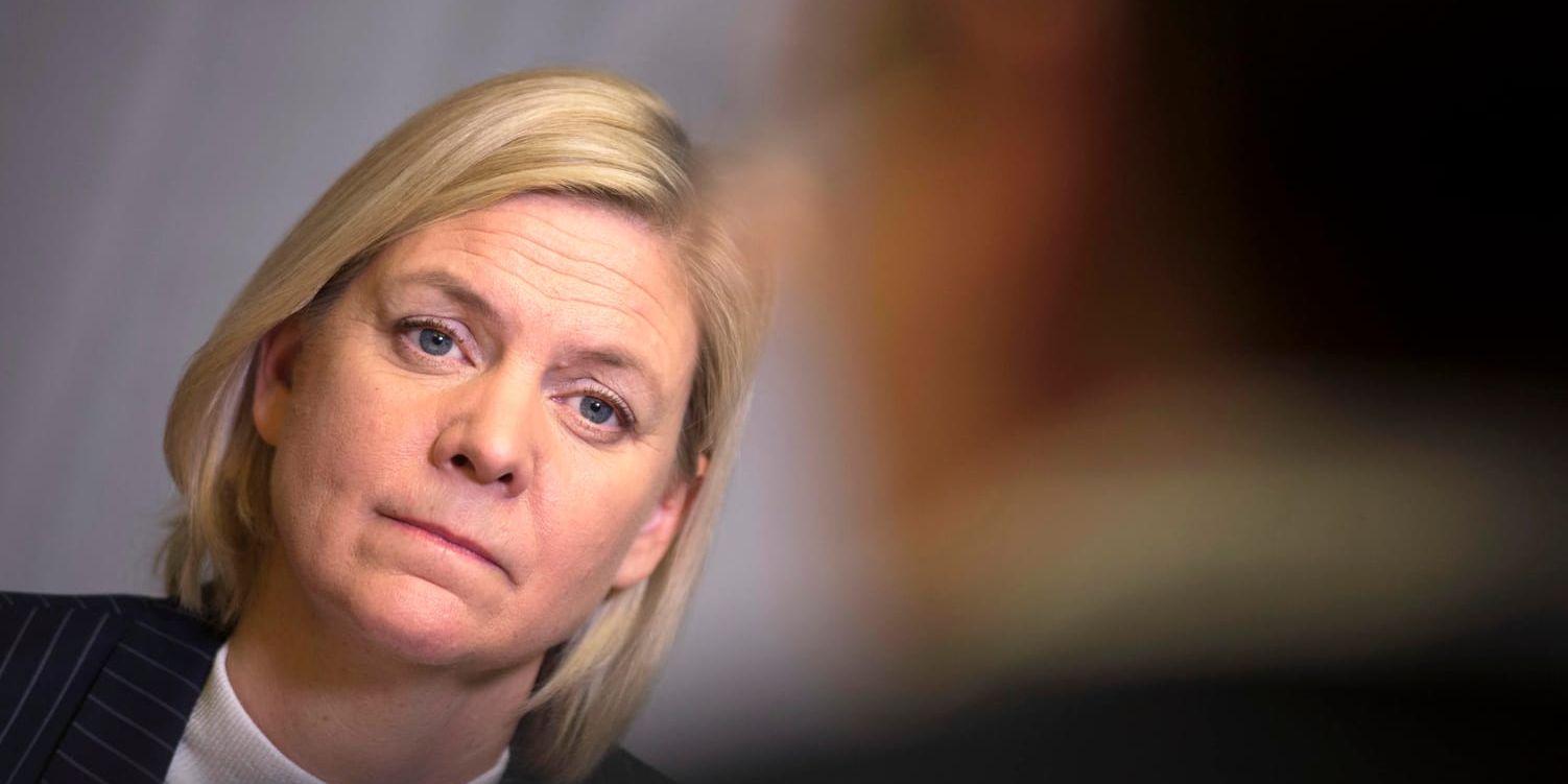 Finansminister Magdalena Andersson (S) delar inte Annie Lööfs bild av att skattetrycket ska minska i och med den planerade skattereformen. Arkivbild.