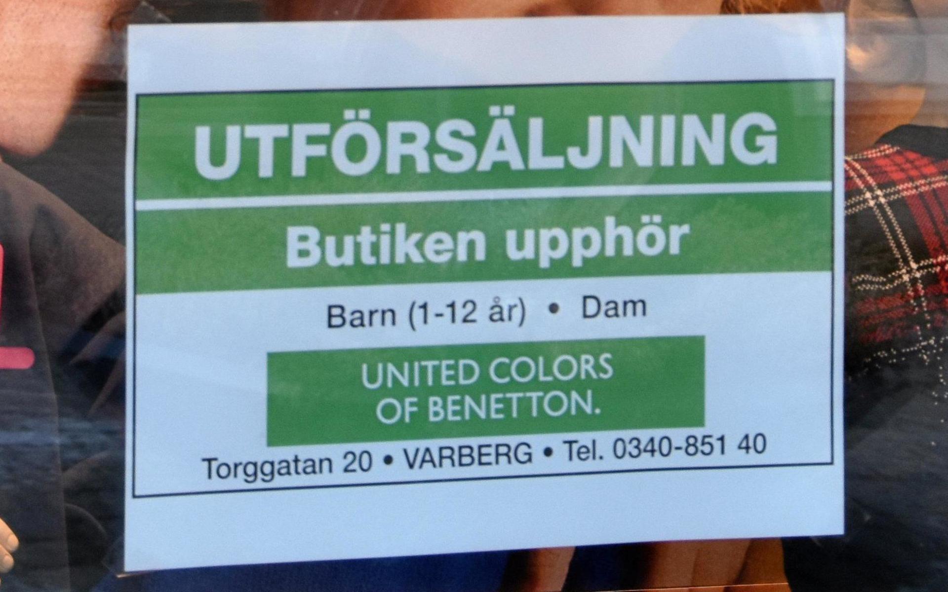 United colors of Benetton på Torggatan 20 stänger efter 25 år på samma adress. En utförsäljning pågår.