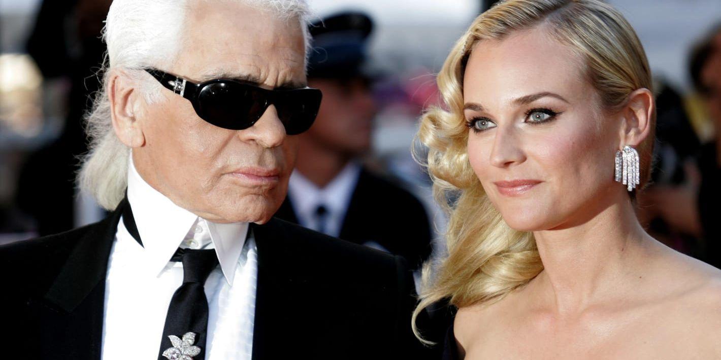 Karl Lagerfeld och Diane Kruger vid filmfestivalen i Cannes 2007. Arkivbild.