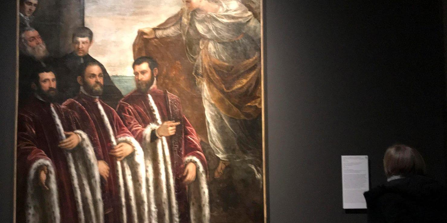 "Sankta Justina med tre skattmästare och deras sekreterare" hänger i vanliga fall i Dogepalatset i Venedig men har nu lånats ut till den första stora Tintorettoutställningen utanför Europa. Arkivbild.