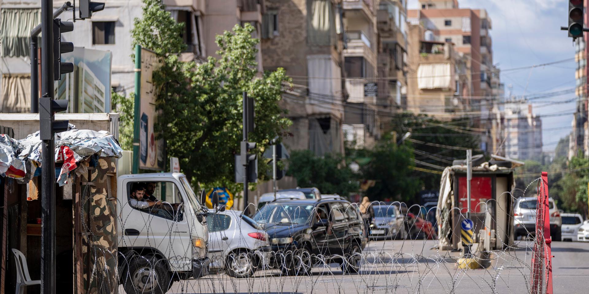 Libanons militär satte upp vägspärrar i området där våldsamheterna bröt ut den 14 oktober. Arkivbild.