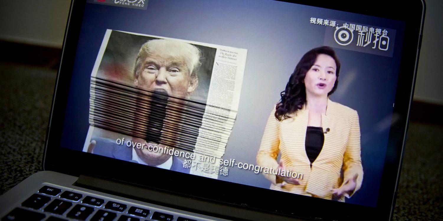 En retfull video gjord av Kinas statliga tv om handelsspänningarna med USA. Bilden är från den 23 augusti.