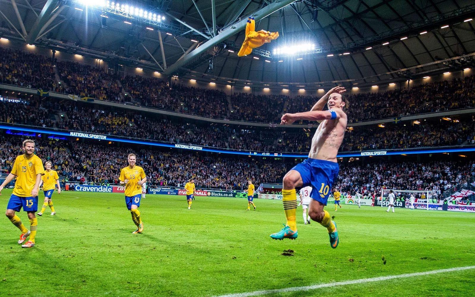 Ibrahimović bjöd på en fantastisk målshow på nationalarenan i Solna. Foto: Bildbyrån