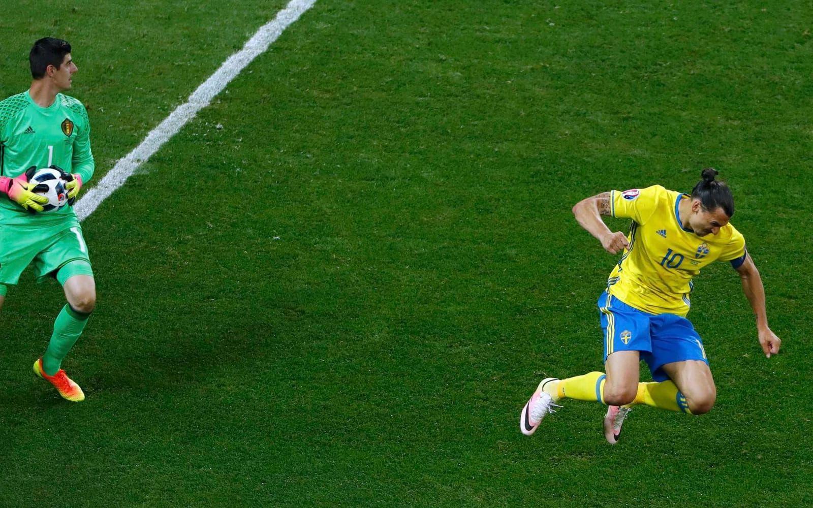 Belgiens målvakt Thibaut Courtois höll tätt i Zlatans sista landskamp. Foto: Bildbyrån