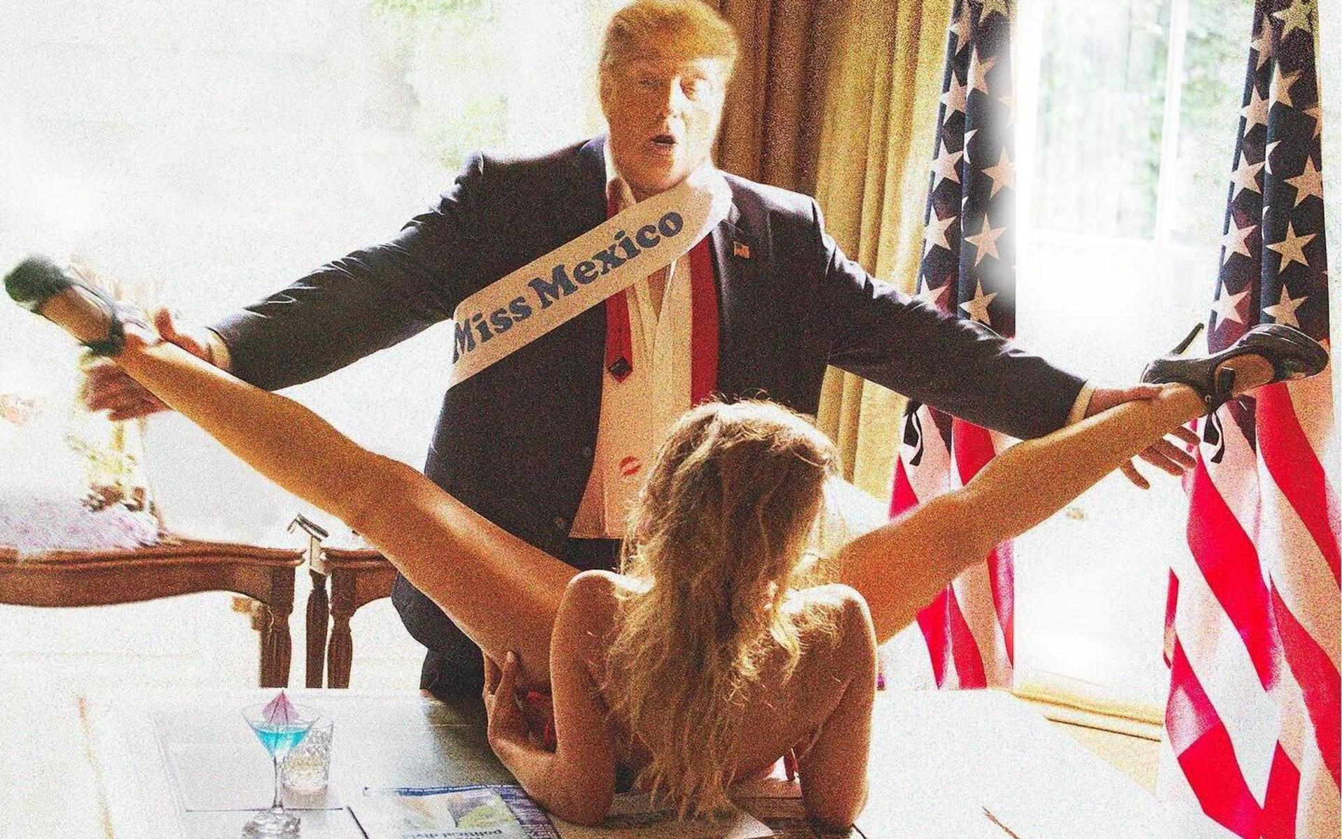 Donald Trump och Miss Mexico i Ovala rummet. 
