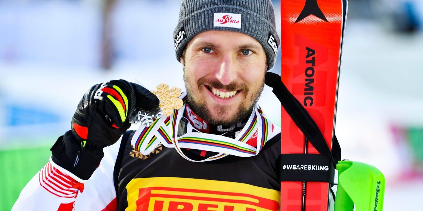 Marcel Hirscher tog VM-guld i slalom i Åre och dessutom silver i storslalom. Arkivbild.