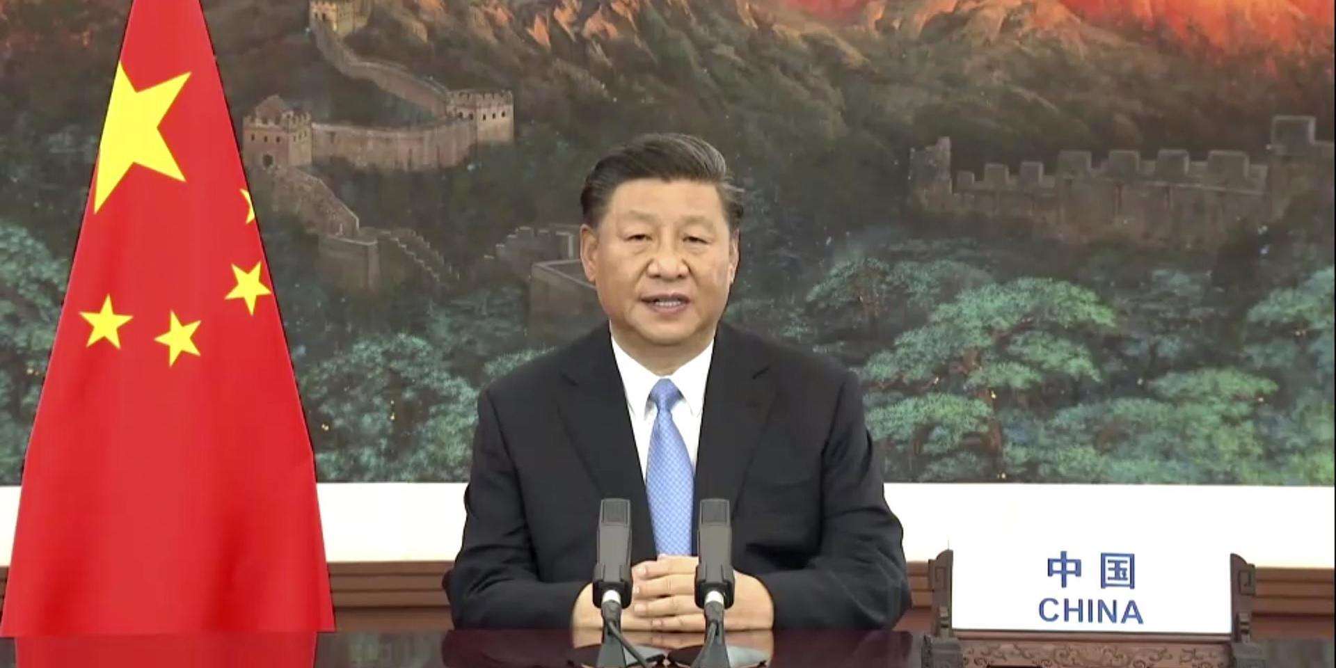 Kinas ledare Xi Jinping i ett förinspelat tal till FN:s generalförsamling.