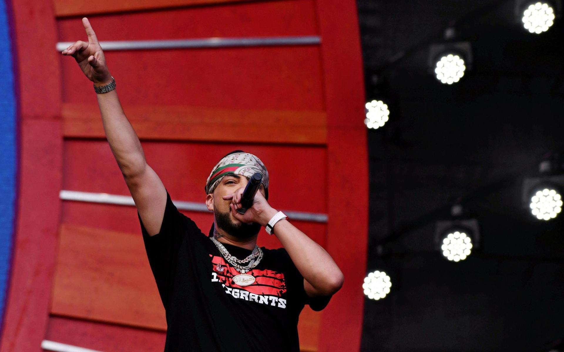 Rapparen French Montana hörs på en av Sebastian Lundbergs låtar till Eshraque ”Ishi” Mughal.