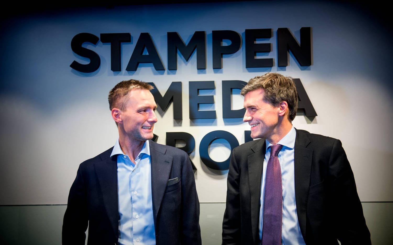 Fabian Hielte går in som delägare i Stampen, här tillsammans med Martin Alsander, Stampens koncernchef. Bild Stefan Berg