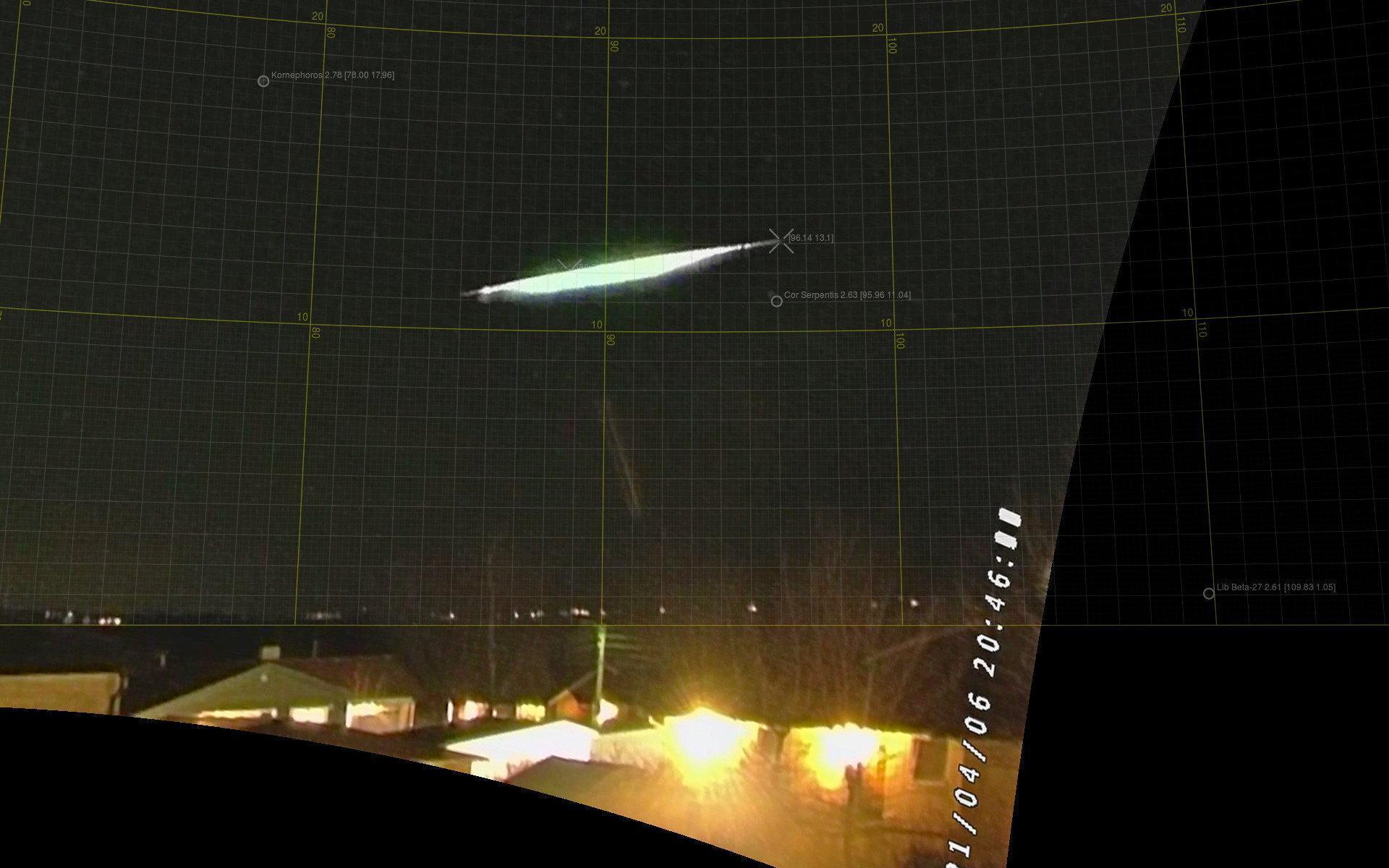 Boliden som syntes under tisdagskvällen fångandes på bild av Norsk Meteornettverk. 