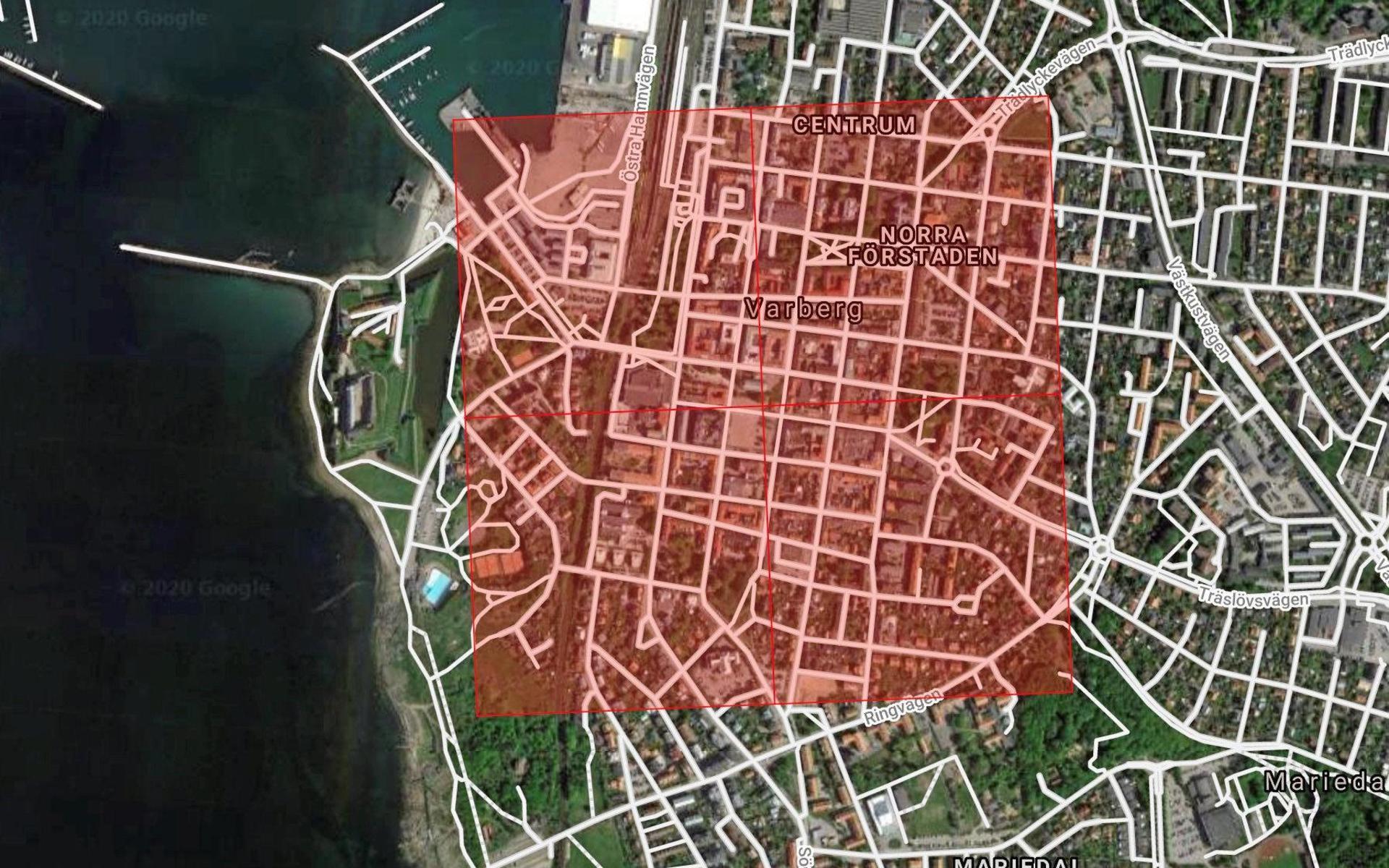 Området som analyserades i Varberg.