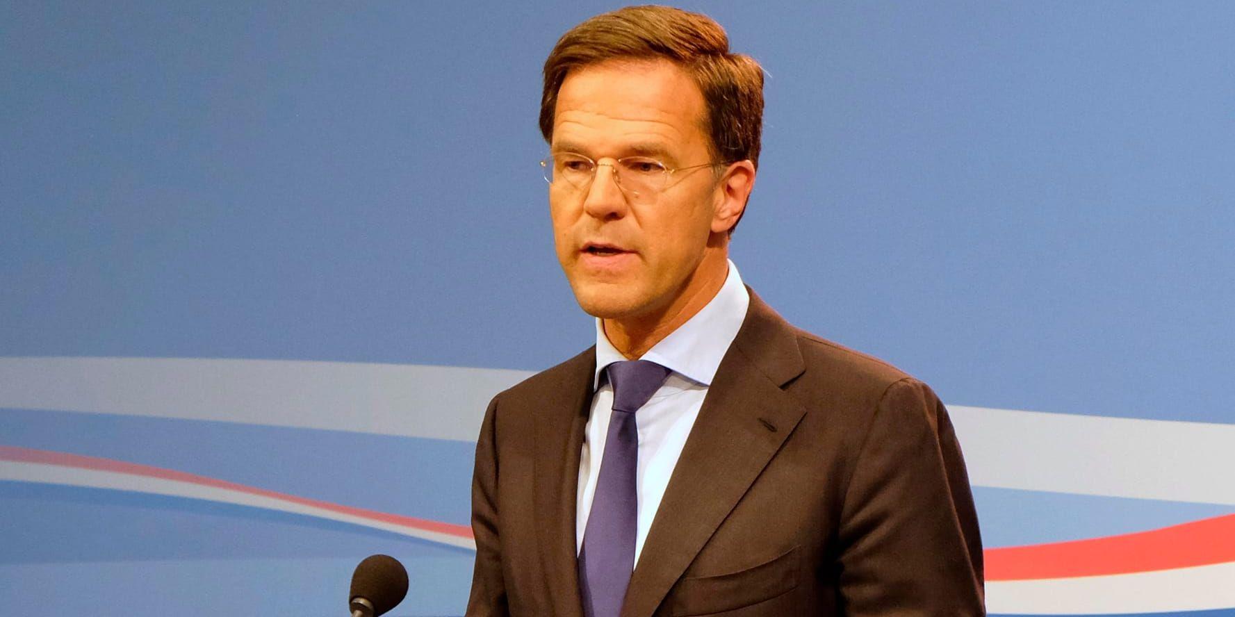 Nederländernas premiärminister Mark Rutte säger att ett brexitavtal måste nås senast i oktober. Arkivbild.