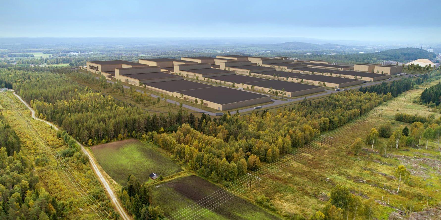 Här ska den byggas, Northvolts jättefabrik för batteritillverkning utanför Skellefteå. Bilden är en illustration. Arkivbild
