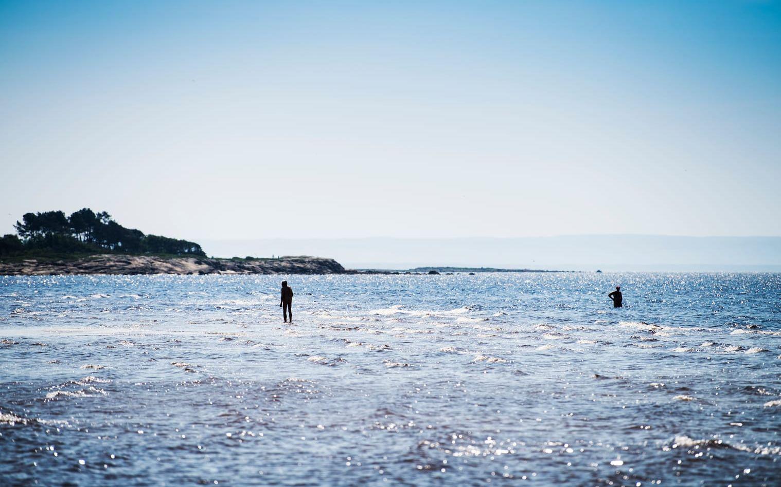 Östra stranden i Halmstad: badtemperatur kl. 09.30 fredag 13 augusti är 19° C.