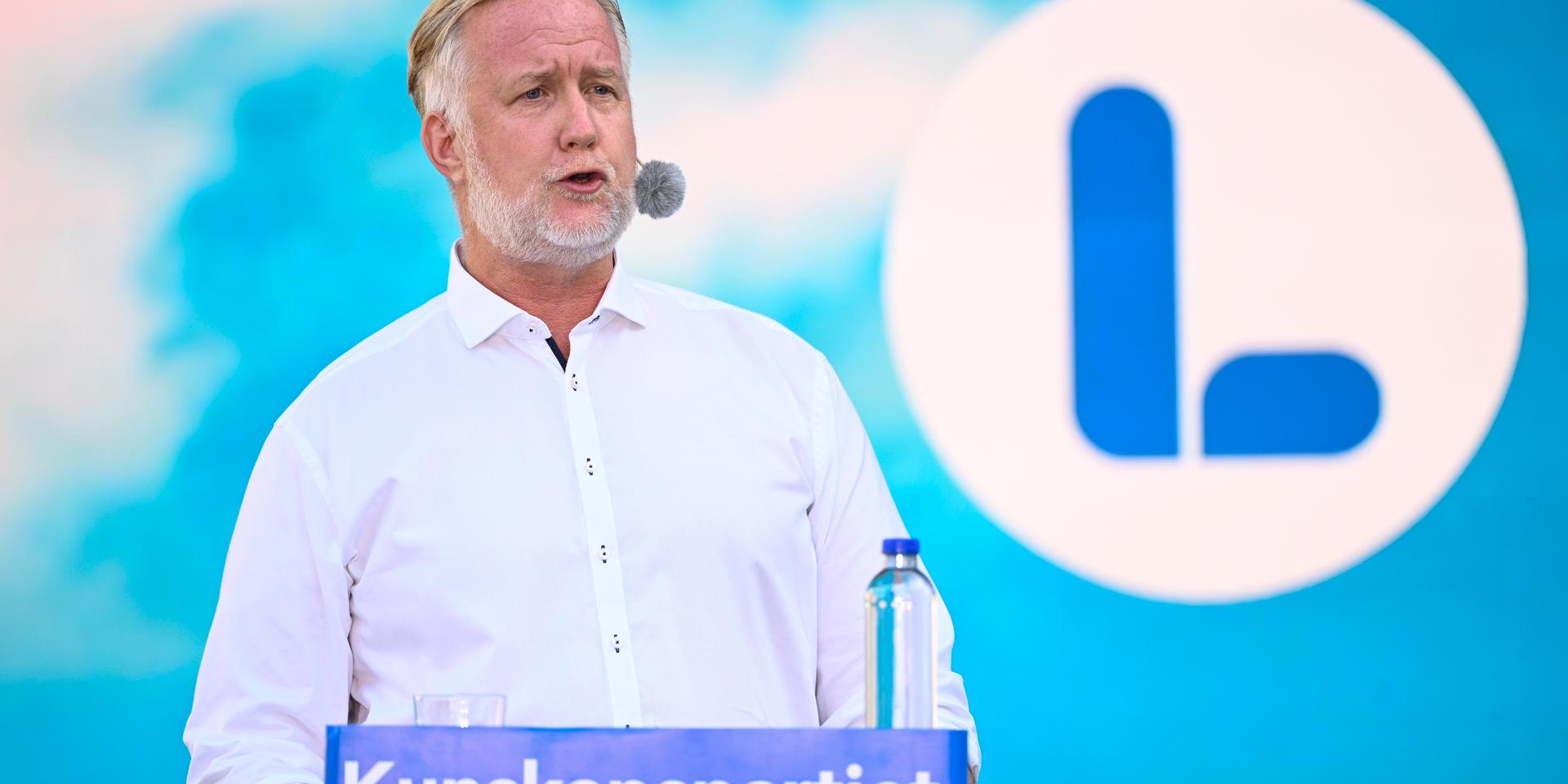 Liberalernas partiledare Johan Pehrson talade under Almedalsveckan i Visby.