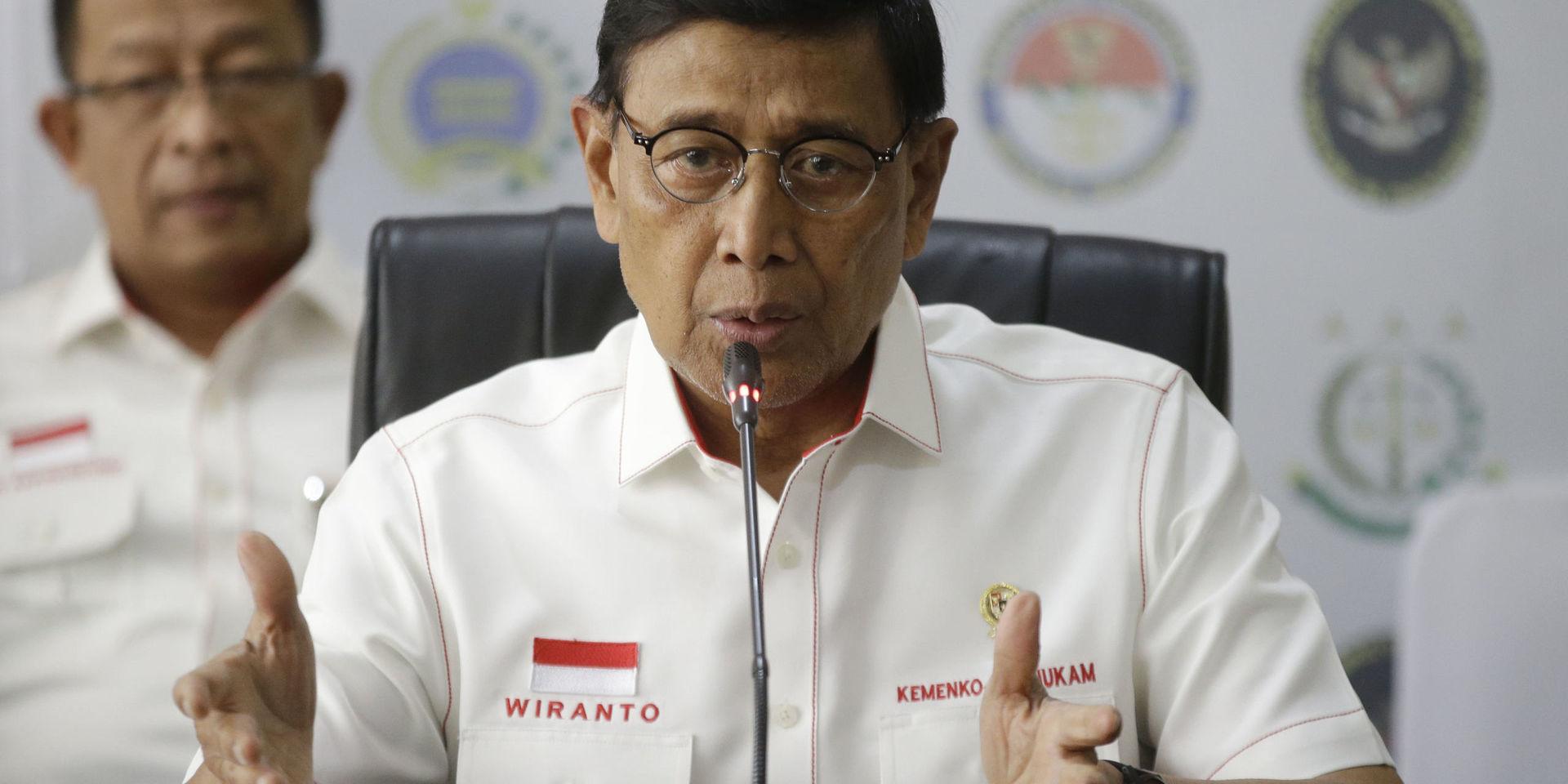Indonesiens säkerhetsminister Wiranto, som liksom många indoneser enbart kallas vid ett namn, under en presskonferens i Jakarta i september. Arkivbild.