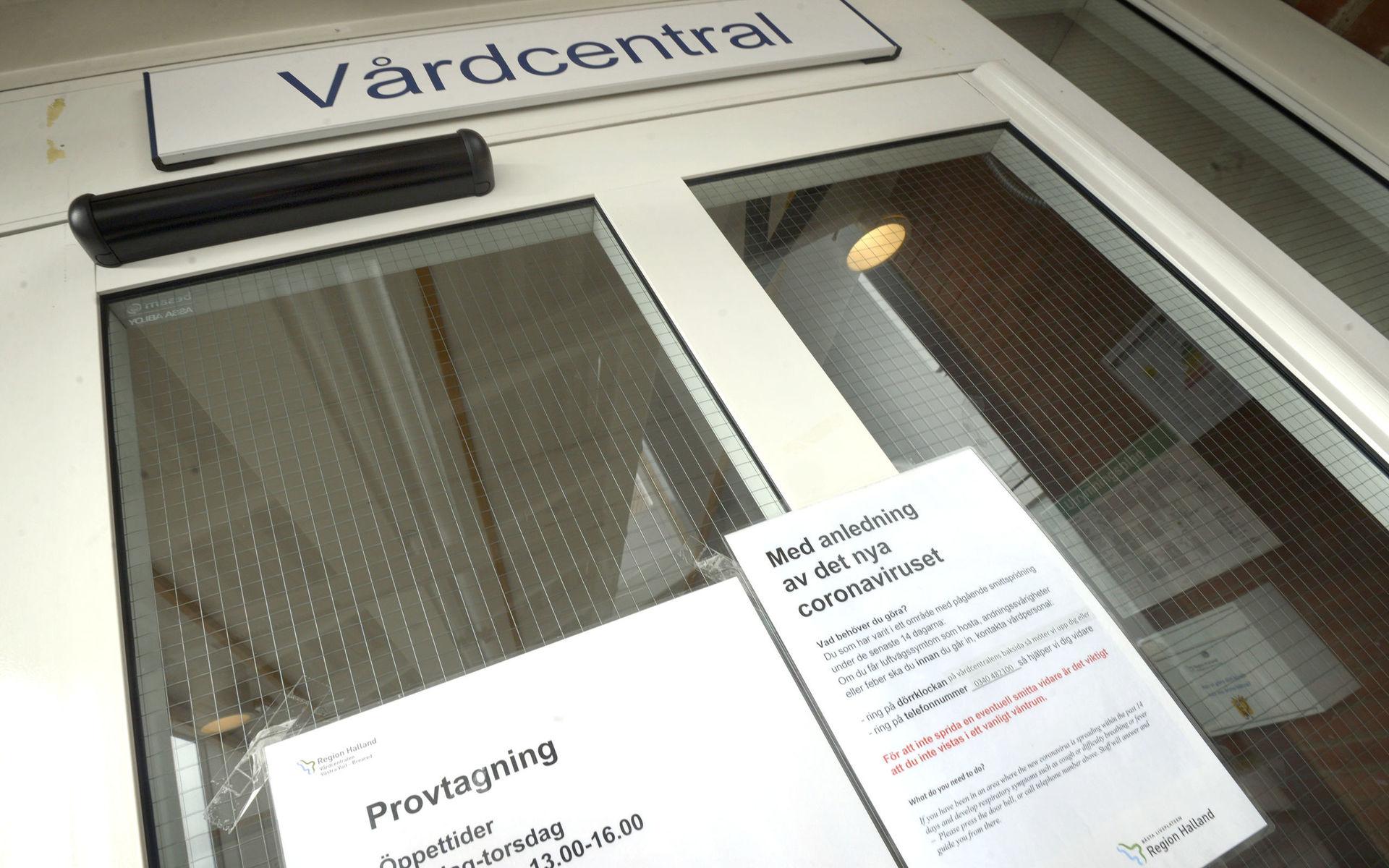 Information om coronaviruset på vårdcentralen Västra Vall i Varberg. 