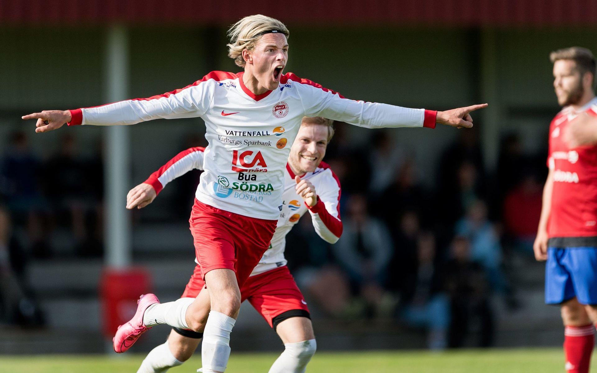 Joel Birgersson firar det sena kvitteringsmålet i derbyt mot Derome/Åskloster i juni 2017. Nu låter han fotbollen vänta.