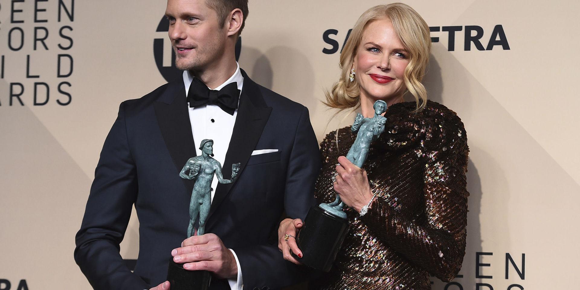 Alexander Skarsgård och Nicole Kidman prisas för sina insatser i HBO-serien 'Big little lies' på Screen Actors Guild Awards i Los Angeles 2018. Arkivbild.