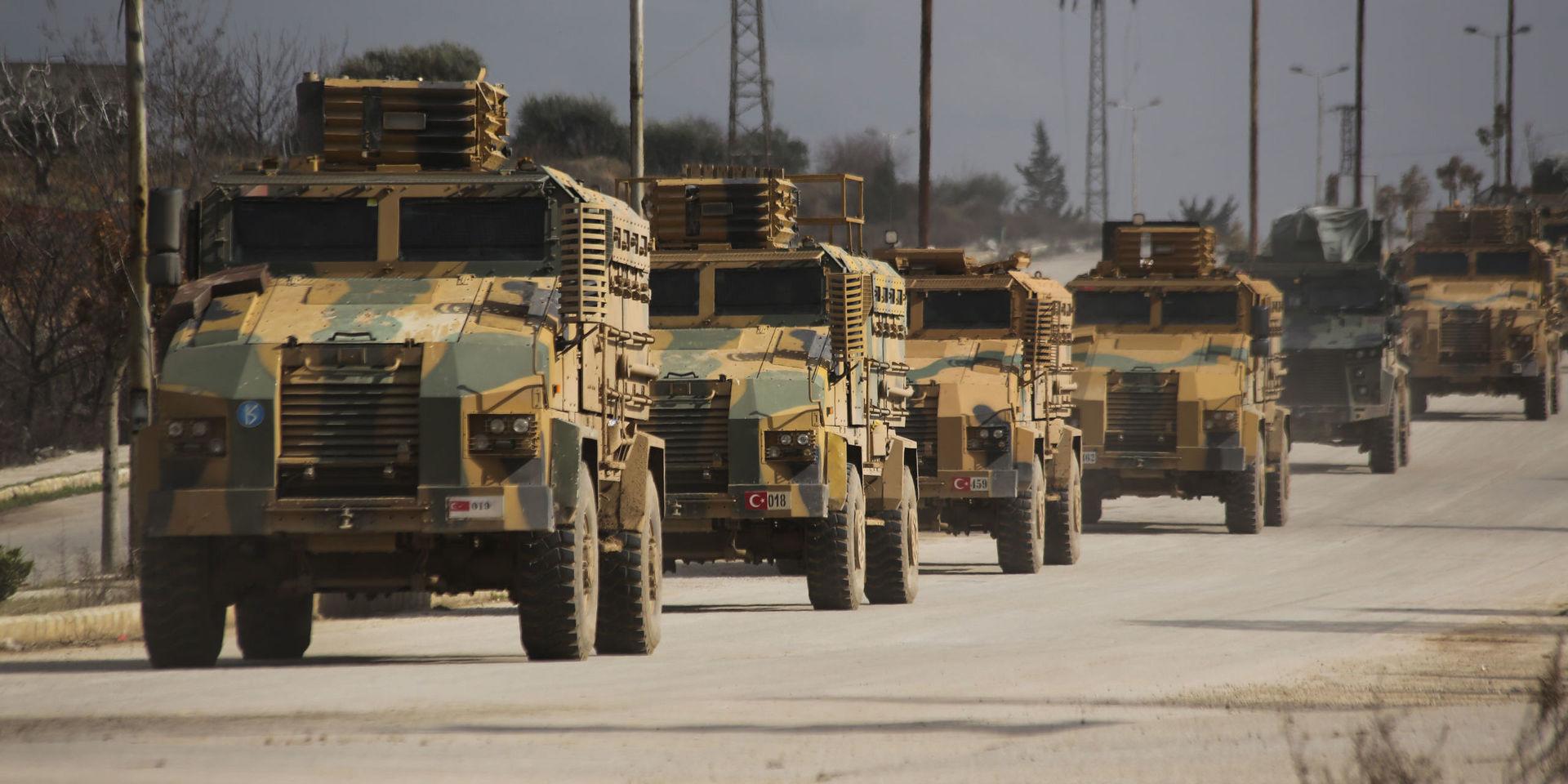 En turkisk militärkonvoj i Idblibprovinsen i Syrien. Bild från i lördags.