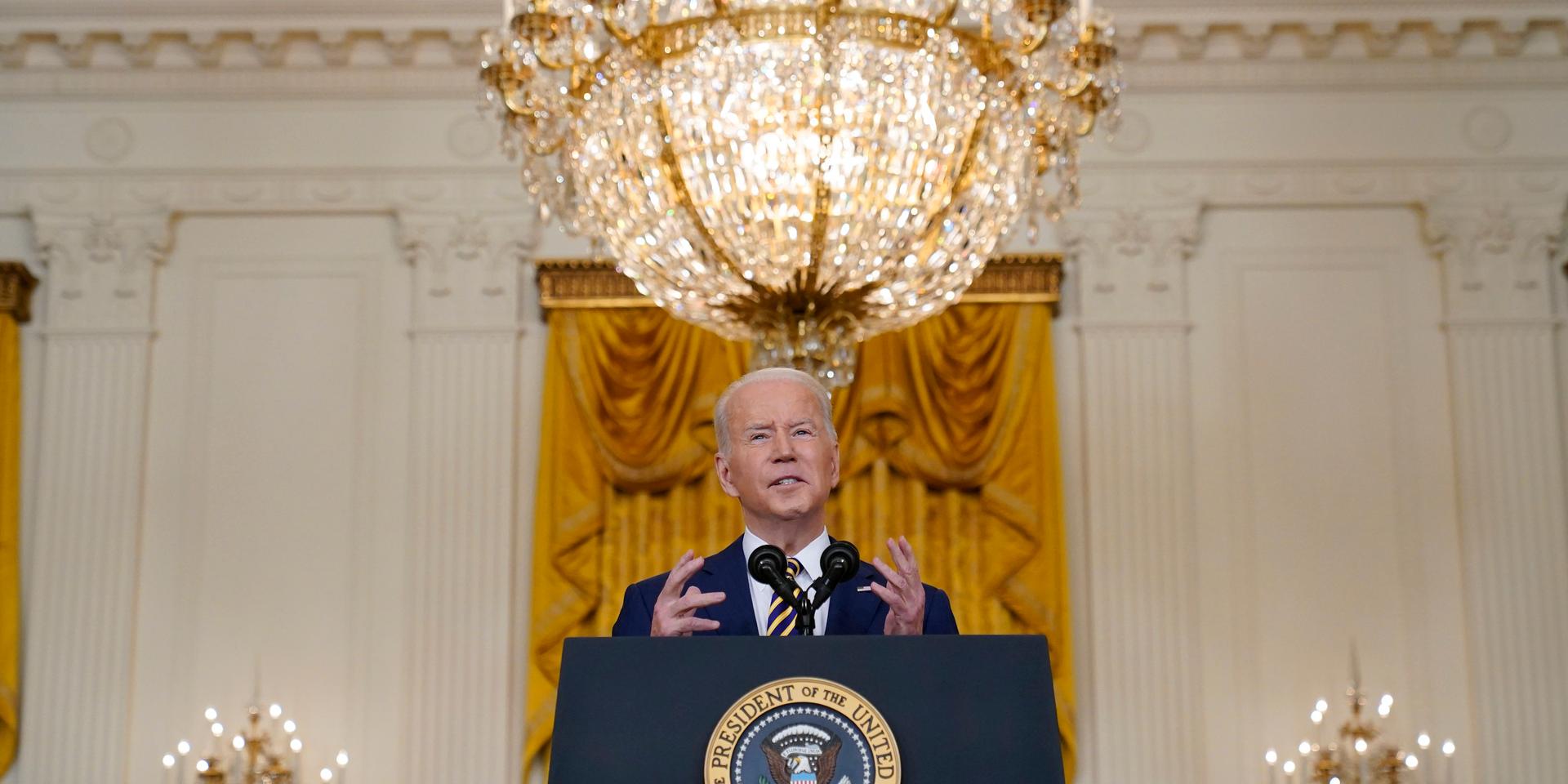 President Joe Biden håller presskonferens.
