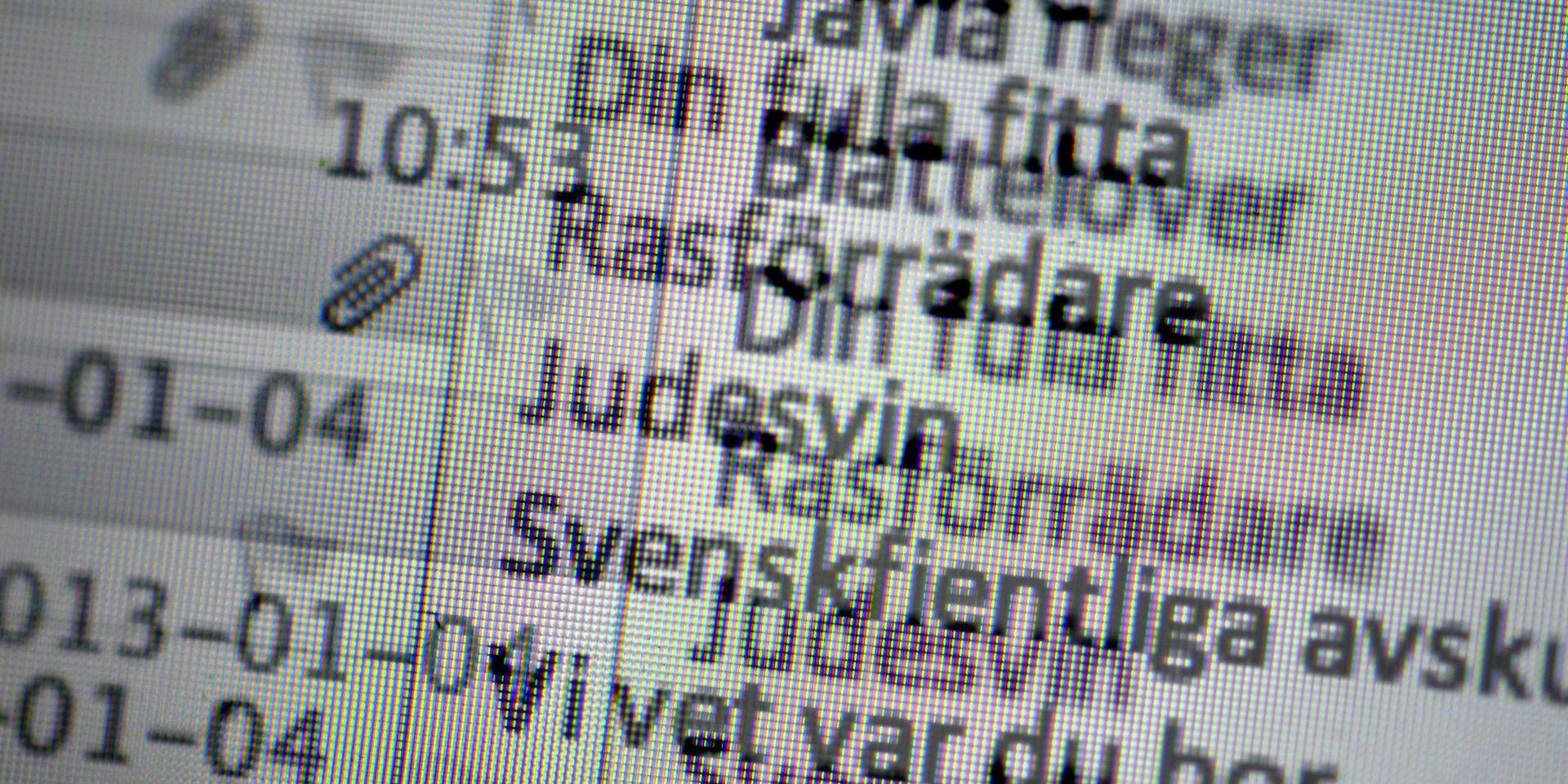 STOCKHOLM 2013-01-07 
Hatord på nätet 
Foto: Janerik Henriksson / SCANPIX / Kod 10010 

